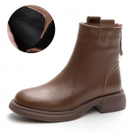 Moteri&scaron;ki batai Vintage batai Moteri&scaron;ki sutir&scaron;tinti natūralios odos trumpi batai Pavasario/Rudens čiurnos batai moterims Botas De Mujer 34