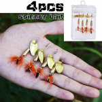 Žvejybos masalų kietojo metalo suktuko masalai e&scaron;erių masalų rinkinys 4 vnt. su dėžute