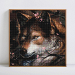 Siuvinėjimas kryželiu vilko Kalnų kri&scaron;tolų paveikslas Deimantinis paveikslas Gyvūnų pilnas apvalus deimantinis siuvinėjimas 30x30CM