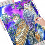 &bdquo;Huacan&ldquo; &bdquo;pasidaryk pats&ldquo; deimantinis siuvinėjimas kryželiu, pelėda, pie&scaron;imas su deimantiniu gyvūnu, viso kvadrato kri&scaron;tolinė mozaikos paveikslėlis i&scaron; kalnų kri&scaron;tolų Full Round 20*30 cm