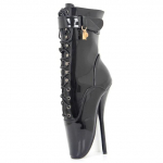 Seksualūs baleto batai ant kulk&scaron;nies JIALUOWEI 18 cm, itin auk&scaron;tu spygliuku, moteri&scaron;ki batai su smailia nosimi, juodi 45 juoda