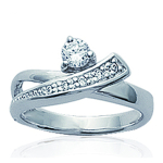 Bague Argent 'Scarlett' Blanc argent&eacute; (rhodi&eacute;) - 9 mm