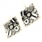NOA [H8787] - Boucles cr&eacute;ateur 'Babouchka' noir blanc juoda