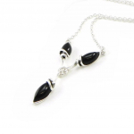 Les Tr&eacute;sors De Lily [I8930] - Collier Argent 'D&eacute;esse Noir de Jais' noir argent&eacute; (rhodi&eacute;) - 45x25 mm