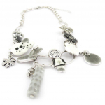 NOA [J5371] - Collier Cr&eacute;ateur 'Joyeux No&euml;l' blanc gris