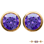 Les Tr&eacute;sors De Lily [M1800] - Boucles Plaqu&eacute; Or 'Unique' am&eacute;thyste dor&eacute; - 5 mm violetinė