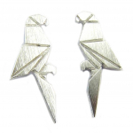 7bis [P8200] - Boucles artisanales 'Origami' (perroquet) argent&eacute; - 18x7 mm sidabras