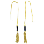 7bis [Q6232] - Boucles artisanales 'Boho' noir dor&eacute; - 70x3 mm juoda