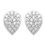 Les Tr&eacute;sors De Lily [R1152] - Boucles Argent 'Sissi' blanc argent&eacute; (rhodi&eacute;) - 8x6 mm balta
