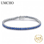 Umcho real 925 Sterling Silver Sukurta natūralaus brangakmenio apyrankė moterims safyras