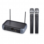 Ammoon Dviejų kanalų VHF belaidžio delninio mikrofono sistema su aido funkcija 2 mikrofonai ir 1 EU Plug juoda