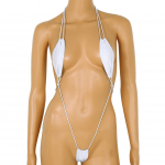 Moteri&scaron;ki Sling Shot Bikini Halter apatinio trikotažo rinkinys maudymosi kostiumėlių mikro stringų Teddy Monokini maudymosi kostiumėliai balta