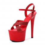 Moteri&scaron;ki vestuviniai sandalai su auk&scaron;takulniais vasariniais auk&scaron;takulniais neper&scaron;lampami sandalai 181 serija 16,5 cm kulnas 6,5 cm platforma LFD 38 raudona