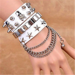 Pu Oda Star Skull Apyrankė Cinko lydinio Apyrankė Rankogaliai Gothic Punk Apyrankės Moteri&scaron;kos Vyri&scaron;kos Metalinės rai&scaron;čių pakoreguoti papuo&scaron;alai 22cm
