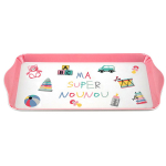 Les Tr&eacute;sors De Lily [A2541] - Plateau &agrave; cake m&eacute;lamine 'Ma Super Nounou' rose multicolore - 30. 5x15 cm ry&scaron;kiai rožinė