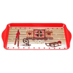 Les Tr&eacute;sors De Lily [A3343] - Plateau &agrave; cake m&eacute;lamine 'Chalet' marron rouge - 30x15 cm ruda