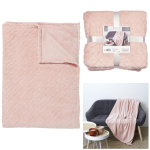 Les Tr&eacute;sors De Lily [A3513] - Plaid velours 'Scarlett' rose (emboss&eacute;) - 140x200 cm