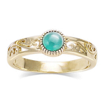 Bague Plaqu&eacute; Or 'Cleopatra' vert dor&eacute; - 5 mm