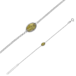 Les Tr&eacute;sors De Lily [R6037] - Bracelet Argent artisanal 'Vierge Marie' jaune argent&eacute; (rhodi&eacute;) - 10x7 mm