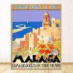 Drobės paveikslai Vintažiniai paveikslai Kraft plakatai Dengti sienų lipdukai Namų dekoravimas Dovana Ispanijos uostamiestis Malaga Kelionės 21cm&times;30cm NoFrame