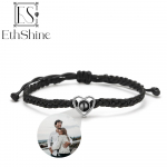 &bdquo;EthShine&ldquo; suasmeninta 925 sidabro apskritimo nuotraukų apyrankės projekcinės apyrankės pagal užsakymą pagamintos nuotraukų apyrankės poros atminimo dovana moterims Copper Black A