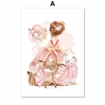 &Scaron;iaurės &scaron;alių Kawaii Fawn Bunny Fox Princesės karūnos sienos meno drobės tapybos plakatai ir vaikų kambario dekoravimo nuotraukos 21X30cm No Frame