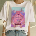 Sailor Moon vasaros mados mar&scaron;kinėliai moteri&scaron;ki Harajuku trumpomis rankovėmis Linksmi Ulzzang mar&scaron;kinėliai Mieli S balta