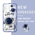 Atsparus smūgiams animacinių filmų astronautų kristalinis dėklas, pilnas dangtelis, apsaugantis fotoaparatą, skaidrus mink&scaron;tas telefono dėklas, skirtas Samsung Samsung A02