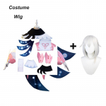 Anime Paimon Cosplay kostiumai Žaidimas Paimon Cosplay perukas suaugusiems Unisex žaidimo apranga Helovino vakarėlių kostiumai L-(Suit+Wig)