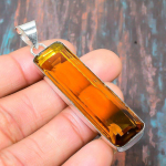 Nuostabus citrino brangakmenis rankų darbo masyvus 925 prabos sidabro papuo&scaron;alas pakabukas 2.48 Inches geltona