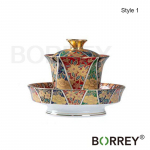BORREY 150 ml japoni&scaron;kas Gaiwan arbatos dubuo keramikinis arbatinukas Puer virdulys Kung Fu arbatos rinkinys arbatos ceremonijos puodelio arbatos indas su dangteliu ir indu Dovana