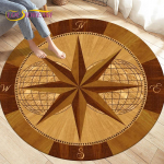 &bdquo;Compass Round Area&ldquo; kilimėlis, retro stiliaus britų karinio jūrų laivyno naujojo pasaulio atradimo kilimėlis, svetainės miegamojo kilimai, neslidūs kilimėliai vaikams žaisti 120cm x 120cm