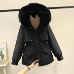 &bdquo;Parka&ldquo; moteri&scaron;kas pliu&scaron;inis ir storas paltas žiemos drabužiams, nauja pūkinė medvilninė striukė