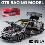 1/22 Scale GTR Racing Diecast Automobilių modelio žaislas, traukiama atgal žaislinė transporto priemonė su garsu ir &scaron;viesa vaikams, mažiems berniukams, mergaitėms, dovanų kolekcija 1/22-19.8x8.5x6cm juoda