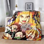 Demon Slayer Madingas pledas - Lengvas flanelinis užklotas sofai ir lovai, skaitmeniniu būdu spausdintas pledas i&scaron; mink&scaron;to ir &scaron;ilto flanelinio audinio 125x150cm gray