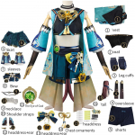 Genshin Impact Kirara Cosplay kostiumas Kirara komplektai sijonas &scaron;ortai paltas liemenė galvos apdangalas uodega Perukas Moterų uniforma Puo&scaron;nus vakarėlis XS