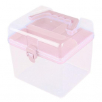 Skaidri laikymo dėžutė su nuimamu 3 skyrelių dėklu, dviguba sluoksnių ne&scaron;iojama rankena Daugiafunkciniai žaislai Papuo&scaron;alai Ra&scaron;tinės reikmenys Makiažo laikiklis