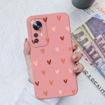 Skirta Xiaomi 10 11 12 13 Lite 10T 11T 12T 12S Ultra 11X Pro Dėklai Fashion Love Heart Camera Protection Square Skystas silikonas, skirtas Xiaomi buferiui Xiaomi 14