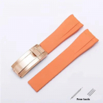 20 mm 21 mm auk&scaron;čiausios kokybės silikoninis dirželis, skirtas Rolex povandeniniam laivui DAYTONA GMT Yacht-Master serijos priedai Keičiama laikrodžio apyrankė Orange-R 20mm no logo