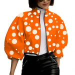 Moteri&scaron;ka striukė, stovi apykaklės spalva, atitinkanti ta&scaron;kinio spausdinimo užtrauktuką Trumpas tipas Laisvas ilgomis rankovėmis megztinis Moteri&scaron;kas laisvalaikio paltas S žalia