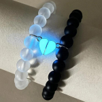 2 vnt. rankų darbo karoliukų karoliukų apyrankė Luminou Heart Glow In The Dark Poros apyrankė įsimylėjusiems vyrams, moterims, fluorescencinė dovana