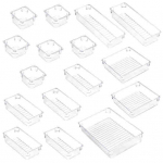 16vnt/rinkinys Plastikiniai permatomi biuro kosmetikos laikikliai stalčių laikymo dėžutė 16pcs