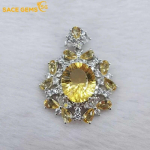 SACE GEMS pakabukas moterims, 925 sterlingų sidabras, 10*12 mm, natūralaus citrino pakabukas, karoliai, vestuvių vakarėlis, puikūs papuo&scaron;alai dovanos geltona