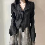 Karrram Gothic Juodi Mar&scaron;kiniai Tamsiai Esteti&scaron;ka Palaidinė Moteri&scaron;ki Netaisyklingo dizaino drabužiai Emo Alt Drabužiai Grunge Tops Y2k S juoda