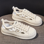 White Shoes Moteri&scaron;ki patogūs vasaros nauji kvėpuojantys sportiniai lentos batai Visi&scaron;kai atitinkantys neslystantys mink&scaron;tu dugnu i&scaron;kirpti sandalai