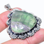 Natūralus žalias fluorito brangakmenis 925 prabos sidabro dovana pakabukas 2,05 S4b00