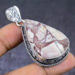 Natural Silver Leaf Jasper Gemstone 925 Steling Silver Pendant 2.21 d4y15