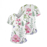 Moteri&scaron;ka spausdinta darbo uniforma su ki&scaron;eniniais mar&scaron;kinėliais trumpomis rankovėmis L mėlyna