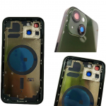 Galinis korpuso dangtelis skirtas iPhone 13 Mini 13 Pro Max galinis baterijos durelių stiklas su važiuoklės rėmeliu SIM dėklo &scaron;oninėmis raktų dalimis