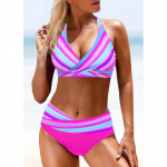 2024 m. Nauji Bikini Sexy Beach maudymosi kostiumėliai Moteri&scaron;ki vasaros mados dizaino spausdinti maudymosi kostiumėliai Bikinio rinkinys Moteri&scaron;ki dviejų dalių maudymosi kostiumėliai XL rožinė raudona spalva